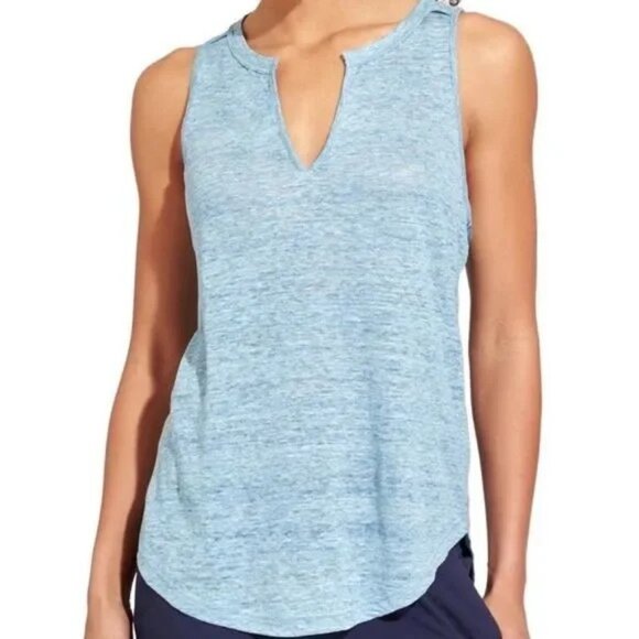 ATHLETA WOMEN'S HEATHER BLUE LINEN ACTIVE TANK TOP XXS - Picture 1 of 9